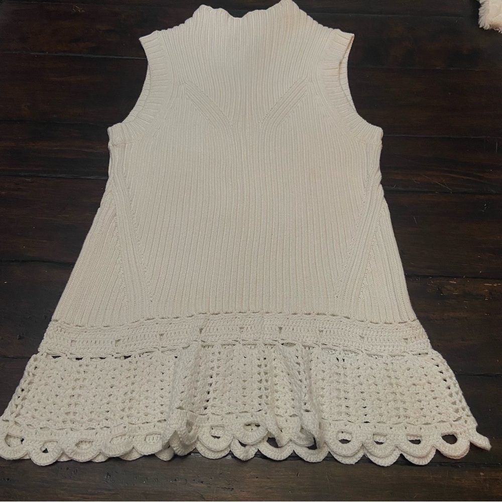 Derek Lam 10 Crosby Ivory Sleeveless Knit Tunic Sweater Top Size Small 2151